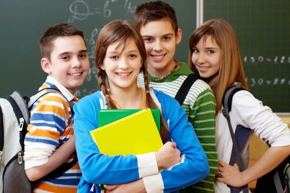 Group of teenagers in classroom